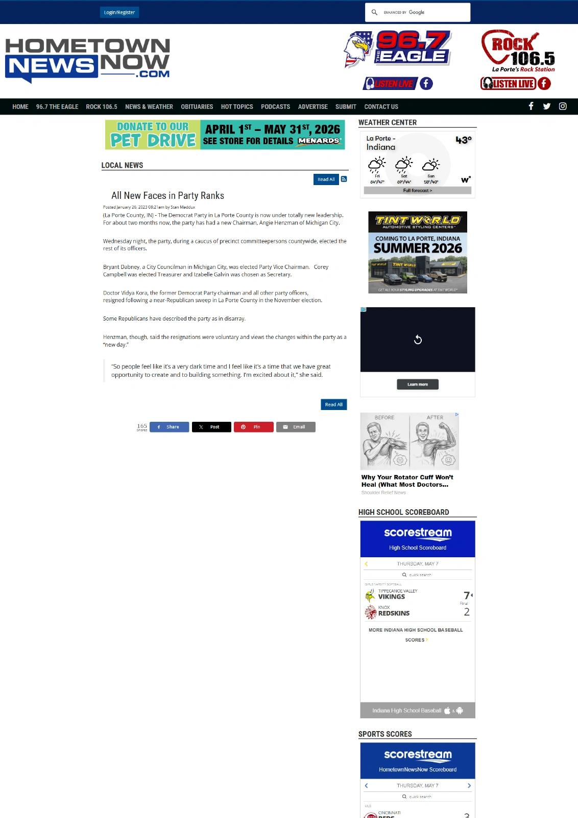 Saved Hometown News Now article reports the new officers elected under Henzman leadership after prior officers resigned following the 2022 election.